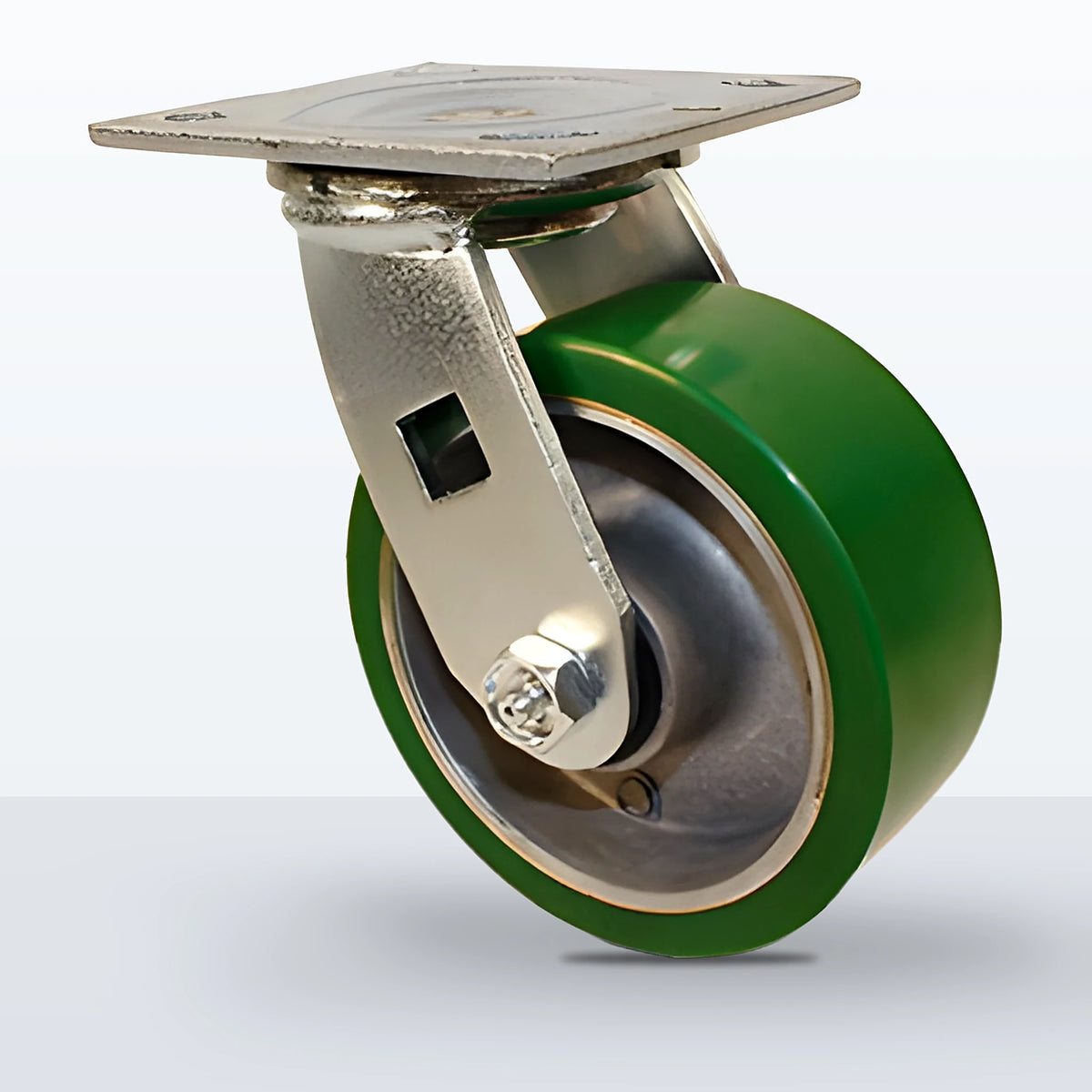 5" Polyurethane on Aluminum Caster, Top Plate, 900 lb Capacity - Roller Bearing, 4 X 4-1/2 Plate, 6-1/2" Overall Height