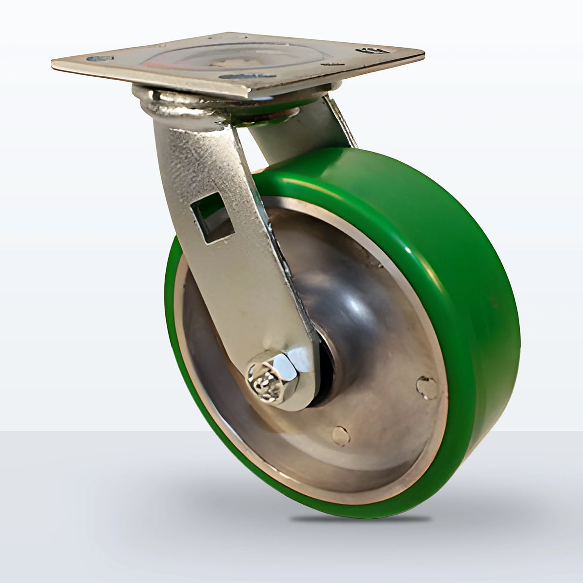 6" Polyurethane on Aluminum Caster, Top Plate, 1200 lb Capacity - Roller Bearing, 4 X 4-1/2 Plate, 7-1/2" Overall Height