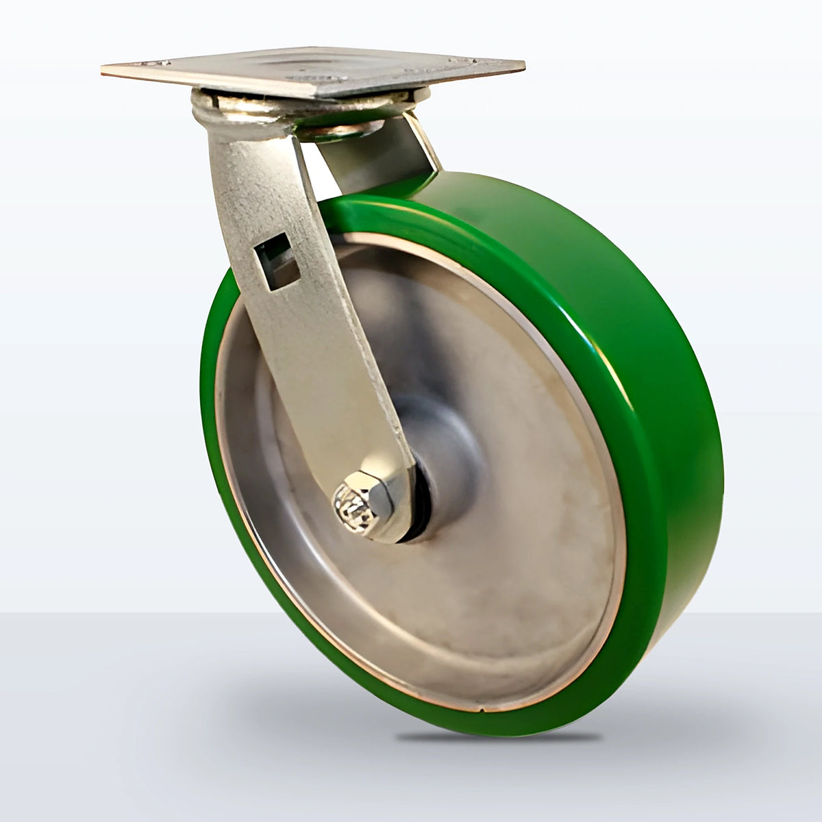 8" Polyurethane on Aluminum Caster, Top Plate, 1250 lb Capacity - Roller Bearing, 4 X 4-1/2 Plate