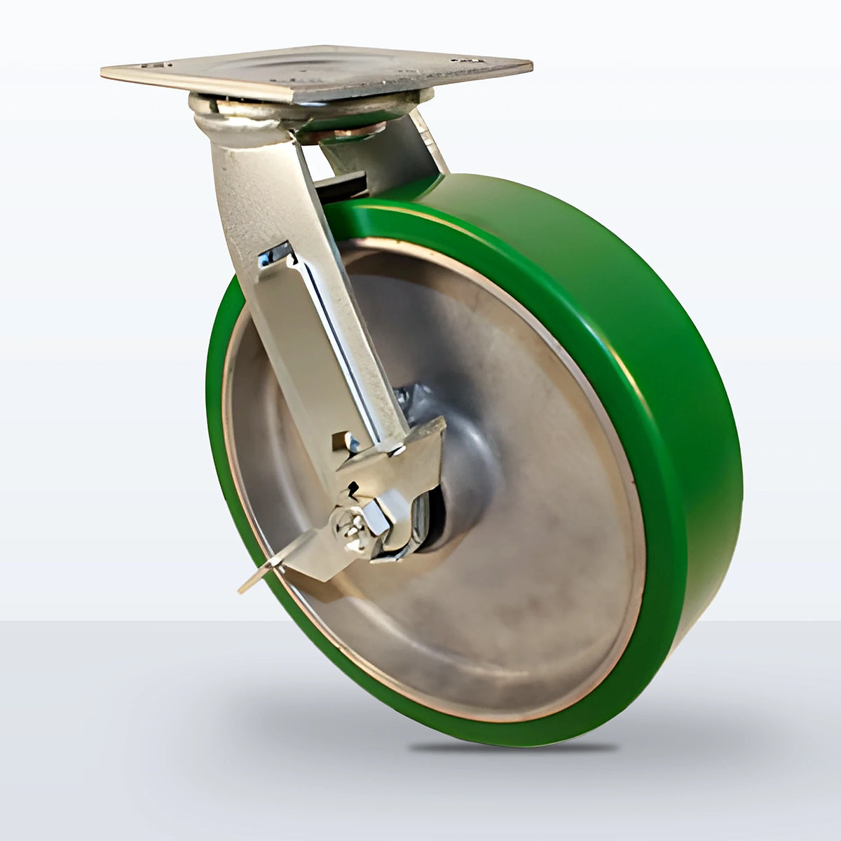 8" Polyurethane on Aluminum Caster, Top Plate, 1250 lb Capacity - Roller Bearing, 4 X 4-1/2 Plate