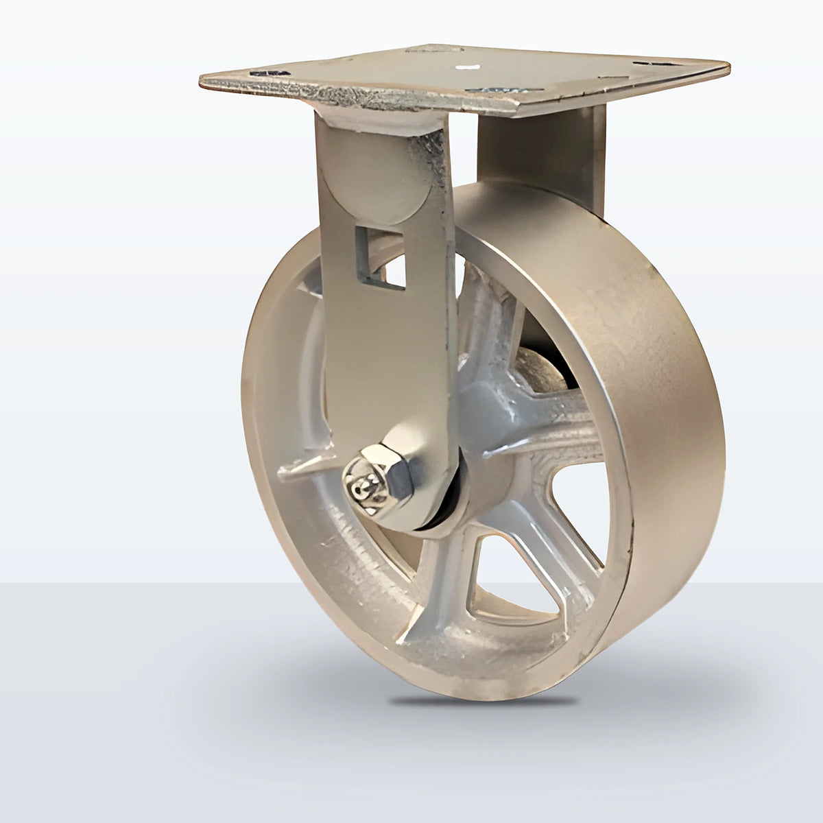 6" Cast Iron Caster, Top Plate, 1200 lb Capacity - Roller Bearing, 4 X 4-1/2 Plate, 7-1/2" Overall Height, Zinc