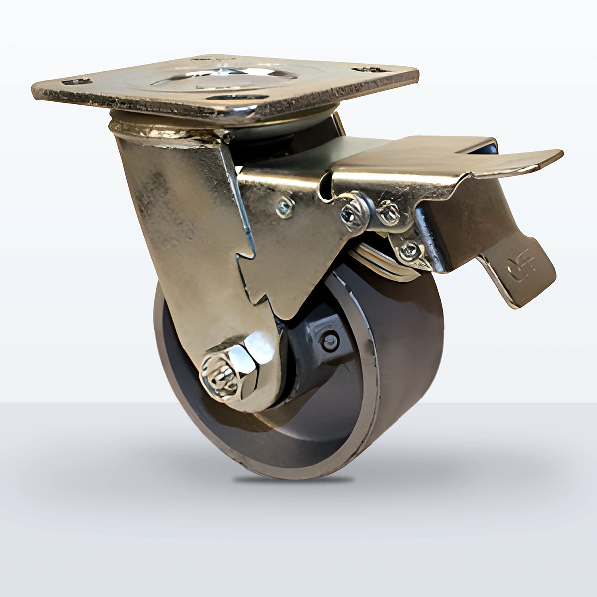 4" Cast Iron Caster, Top Plate, 800 lb Capacity - Roller Bearing, 4 X 4-1/2 Plate, 5-5/8" Overall Height