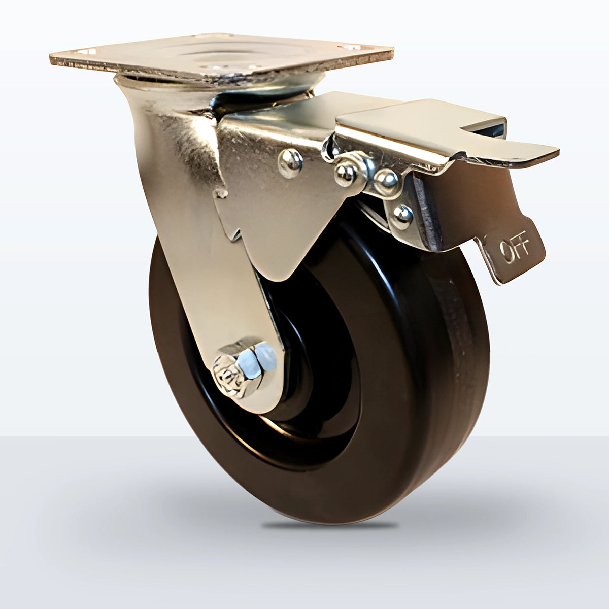 6" Phenolic Caster, Top Plate, 1200 lb Capacity - Roller Bearing, 4 X 4-1/2 Plate, 7-1/2" Overall Height
