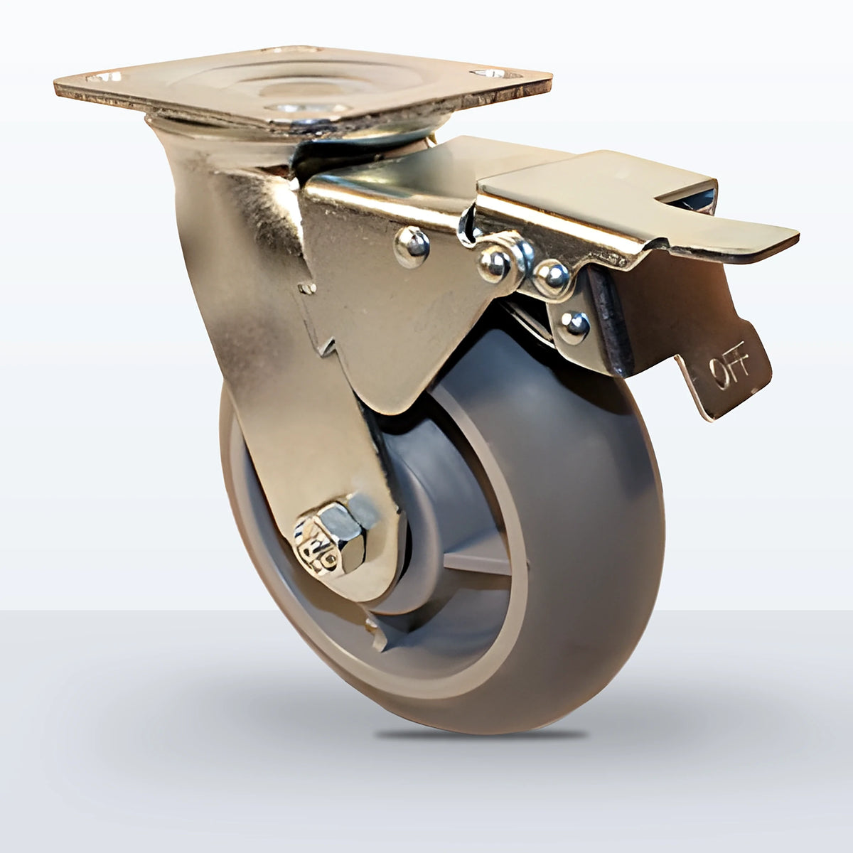 6" Thermoplastic Rubber Caster, Top Plate, 500 lb Capacity - Roller Bearing (10964)