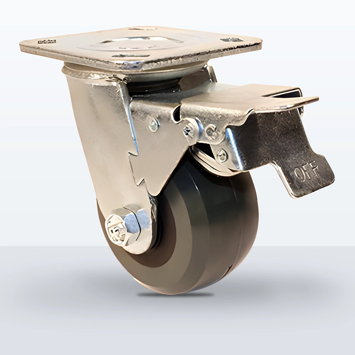 4" Premium Solid Polyurethane Caster, Top Plate, 1000 lb Capacity - Roller Bearing, 4 X 4-1/2 Plate, 5-5/8" Overall Height