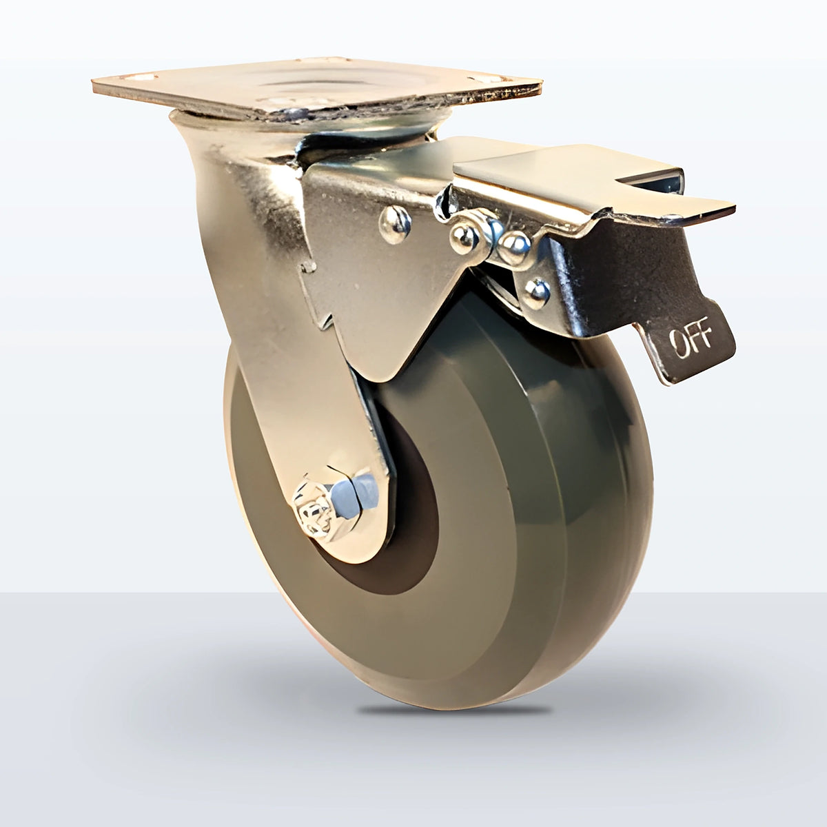 6" Premium Solid Polyurethane Caster, Top Plate, 1250 lb Capacity - Roller Bearing, 4 X 4-1/2 Plate
