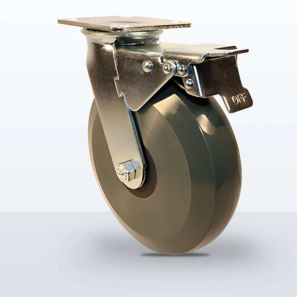 8" Premium Solid Polyurethane Caster, Top Plate, 1250 lb Capacity - Roller Bearing, 4 X 4-1/2 Plate