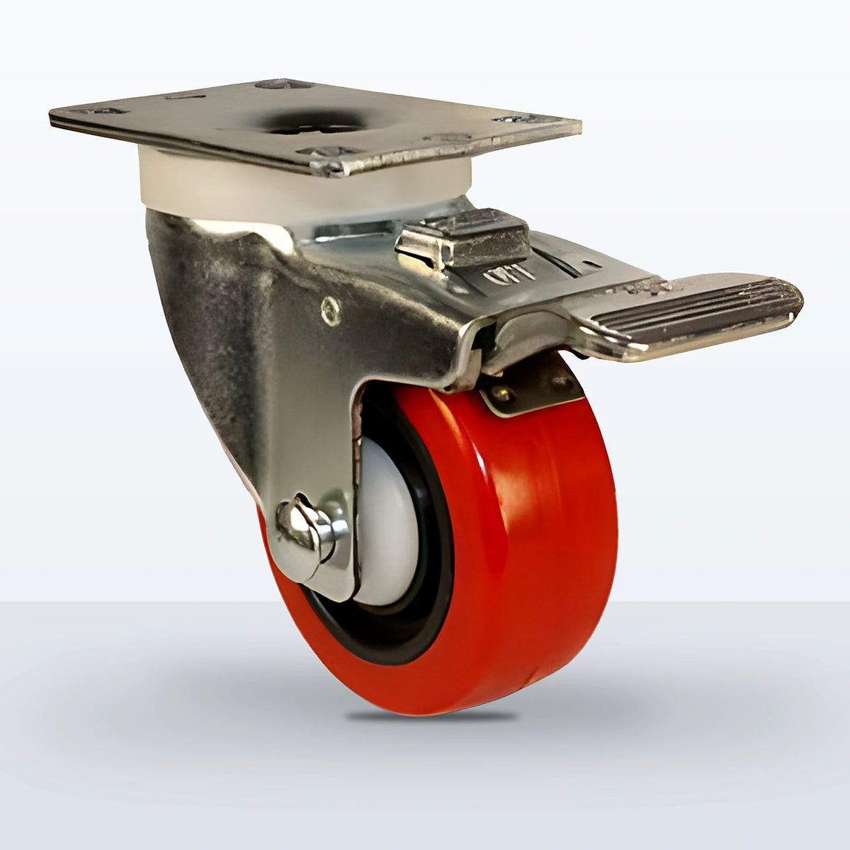 3" Polyurethane on Polypropylene Caster, Top Plate, 250 lb Capacity - Delrin with Steel Bushing