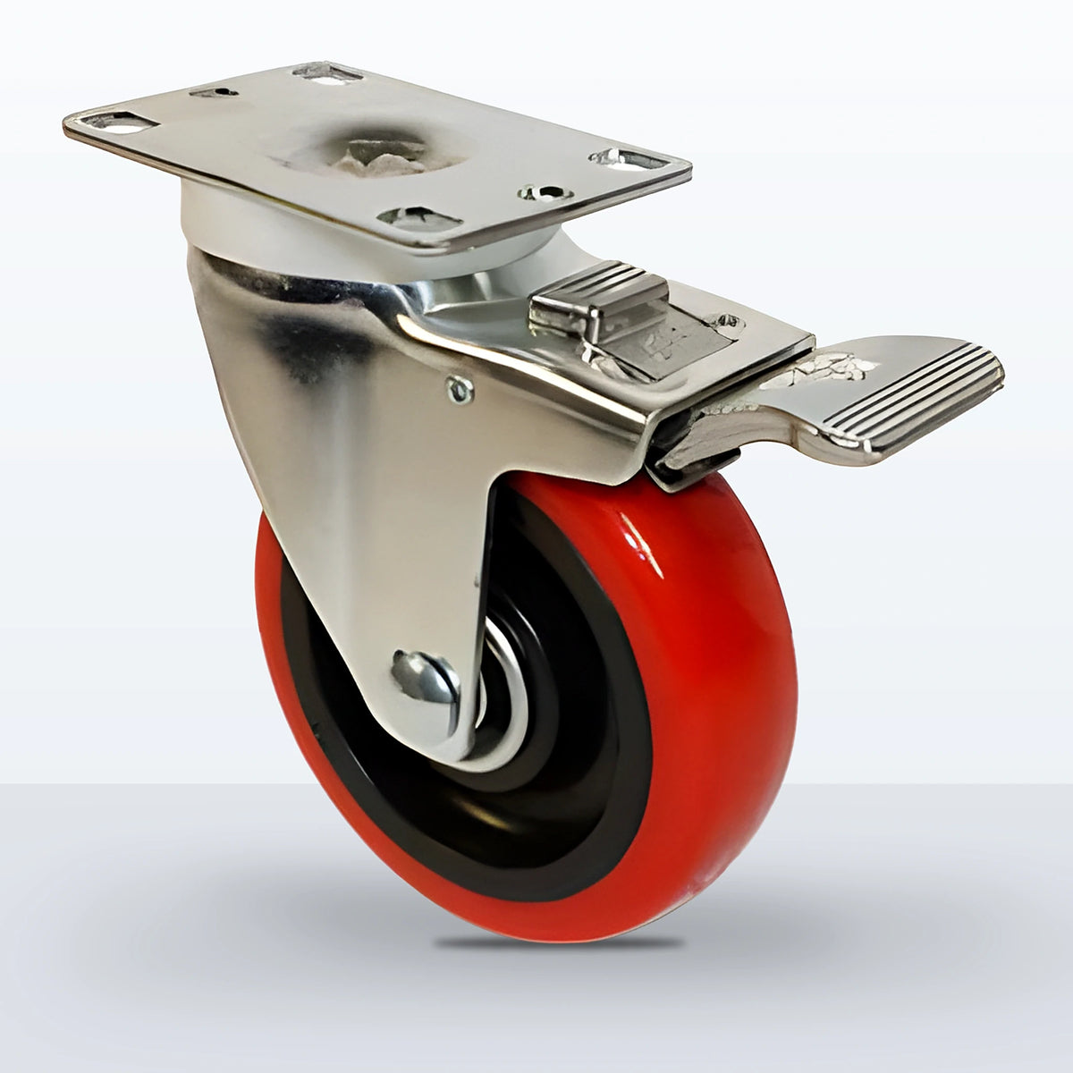 4" Polyurethane on Polypropylene Caster, Top Plate, 300 lb Capacity - Ball Bearing