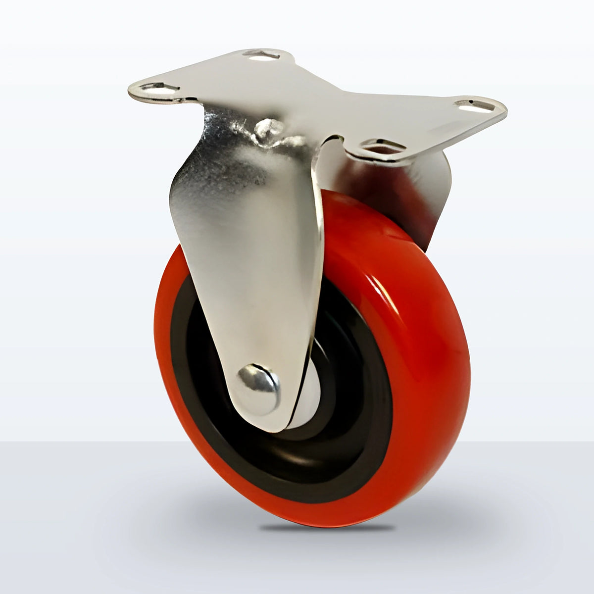 4" Polyurethane on Polypropylene Caster, Top Plate, 300 lb Capacity - Delrin with Steel Bushing