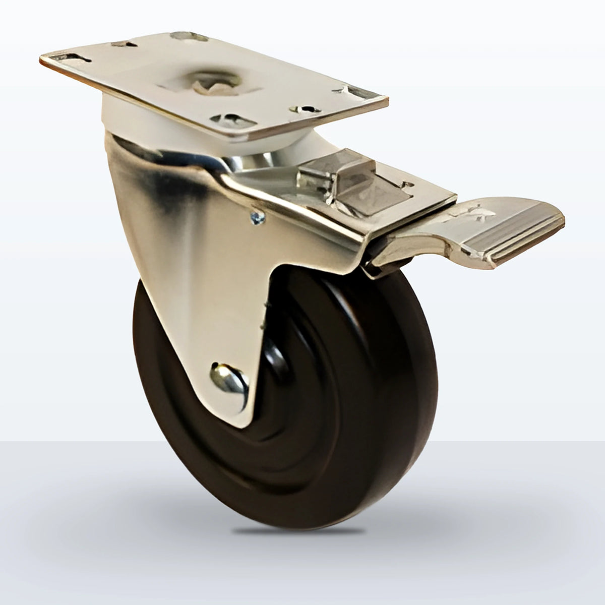 4" Soft Rubber Caster, Top Plate, 220 lb Capacity - Plain