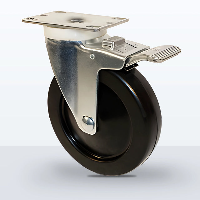 5" Soft Rubber Caster, Top Plate, 250 lb Capacity - Plain
