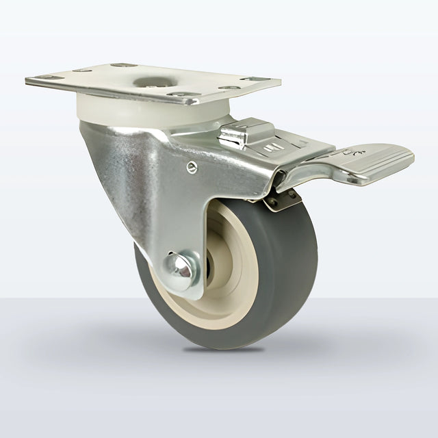 3-1/2" Thermoplastic Rubber on Polypropylene Caster, Top Plate, 230 lb Capacity - Plain with Steel Bushing