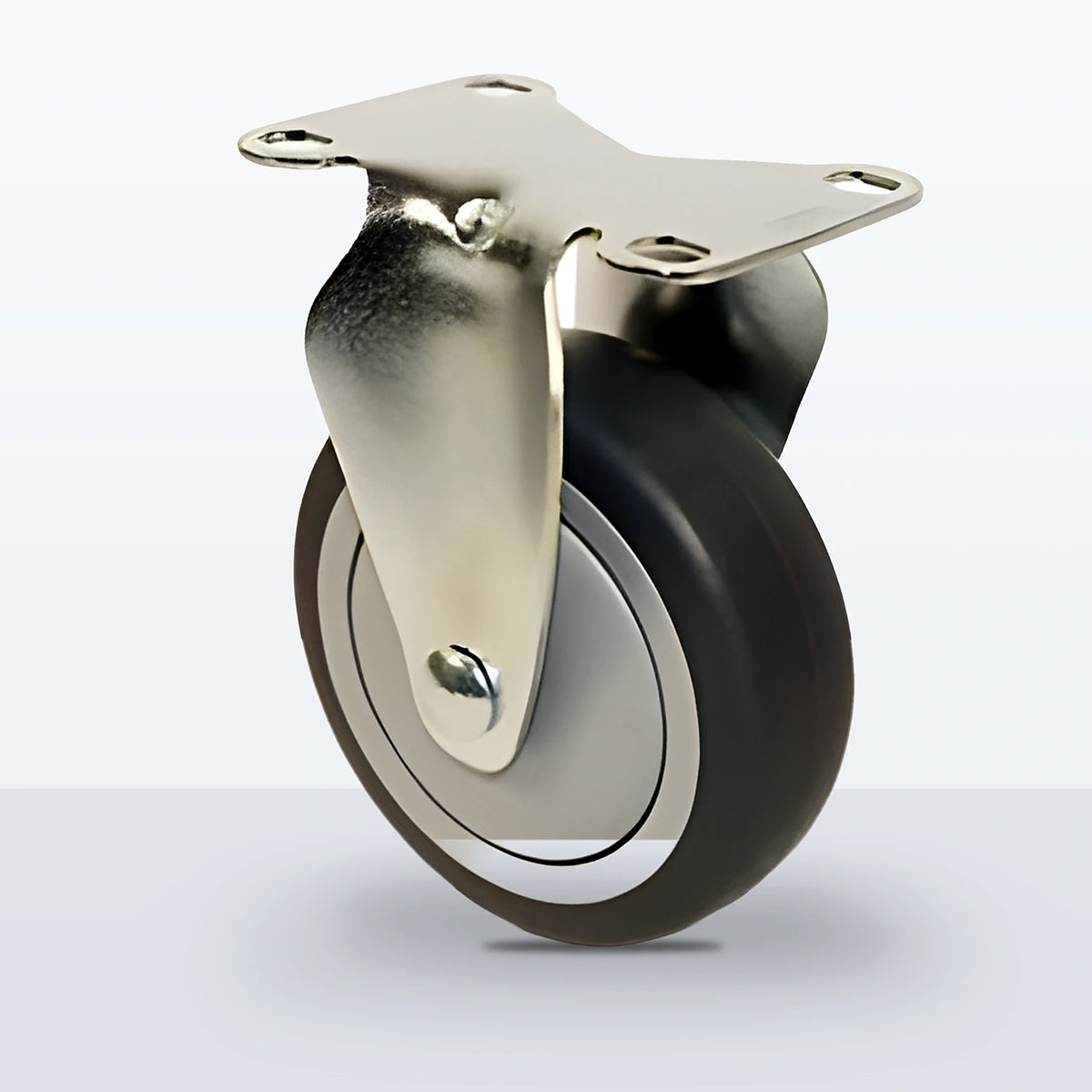 4" Thermoplastic Rubber on Polypropylene Caster, Top Plate, 250 lb Capacity - Ball Bearing with Full Thread Guard
