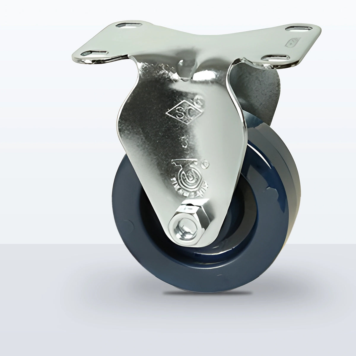 3" Solid Polyurethane Caster, Top Plate, 300 lb Capacity - Plain with Steel Bushing