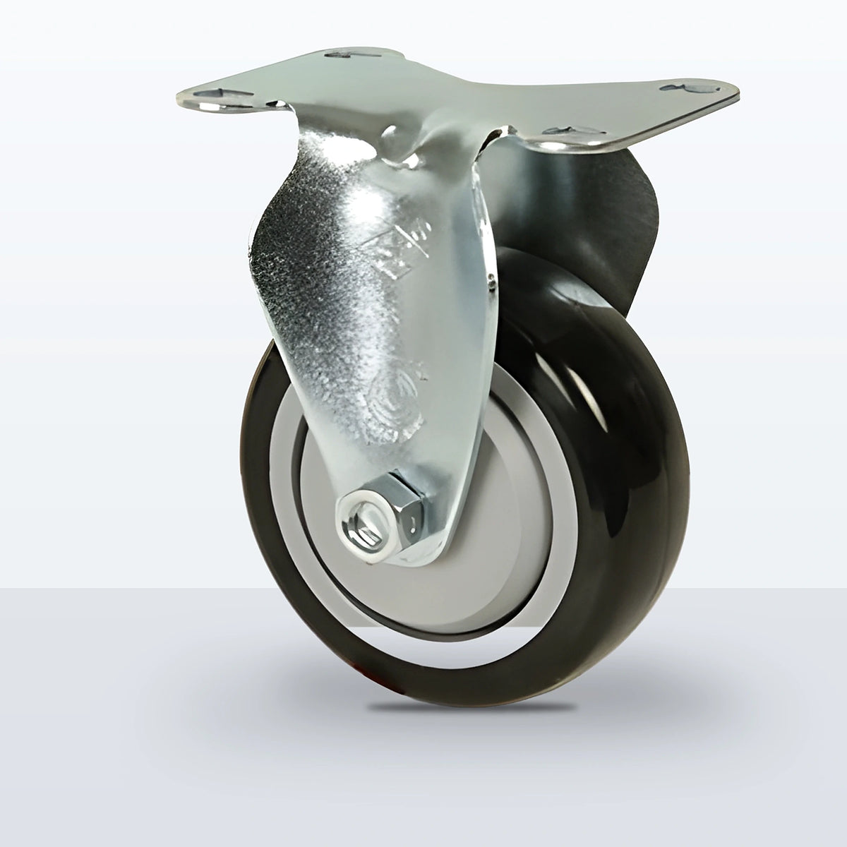 3-1/2" Polyurethane on Polypropylene Caster, Top Plate, 250 lb Capacity - Ball Bearing with Full Thread Guard