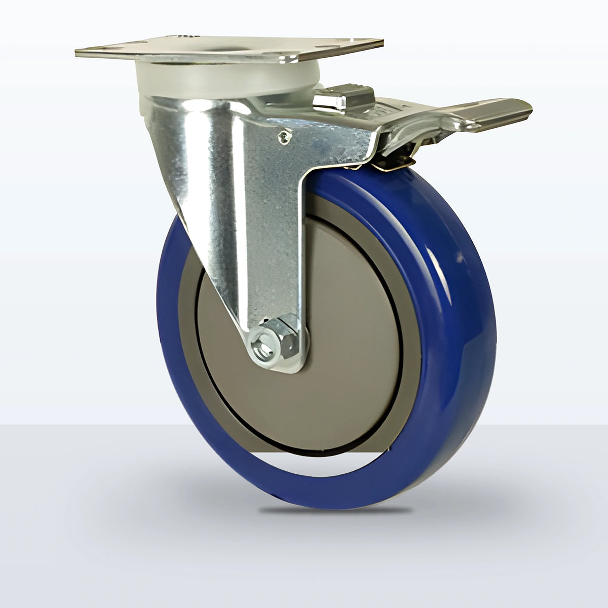 5" Polyurethane on Polypropylene Caster, Top Plate, 300 lb Capacity - Ball Bearing with Full Thread Guard