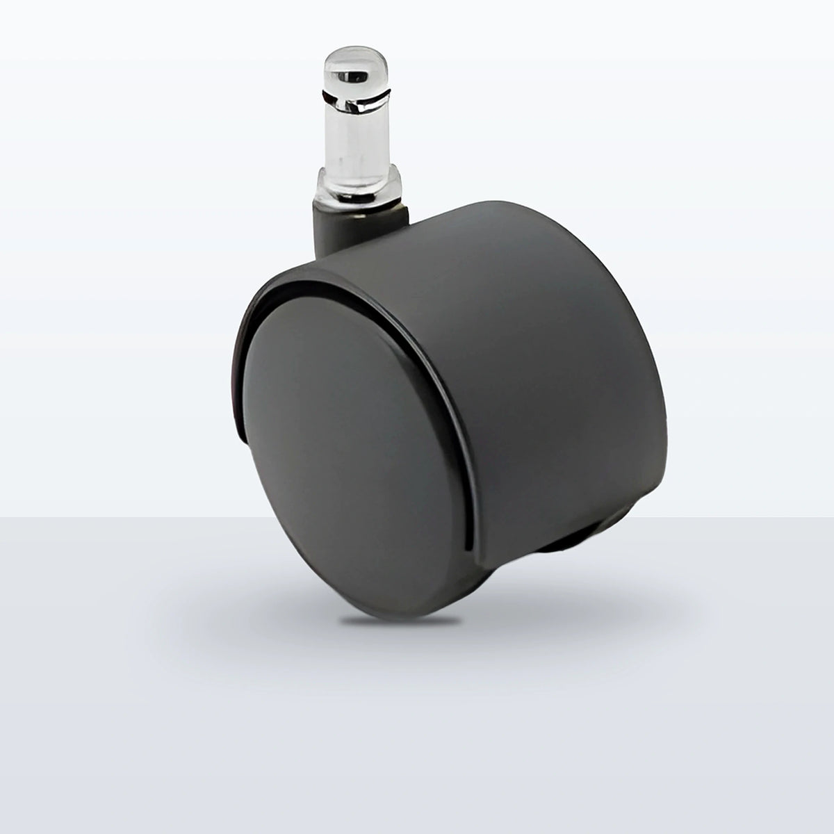 Economy Twin Wheel Caster, 52MM (1.9685") Wheel, Stem 7/16" X 1-7/16" GRIP RING, 75 lb Capacity