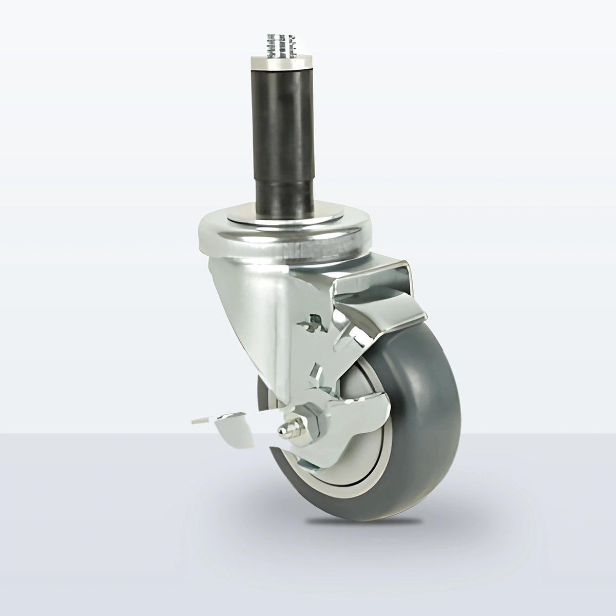 3-1/2" Thermoplastic Rubber on Polypropylene Expansion Stem Caster, 230 lb Capacity - Ball Bearing with Full Thread Guard