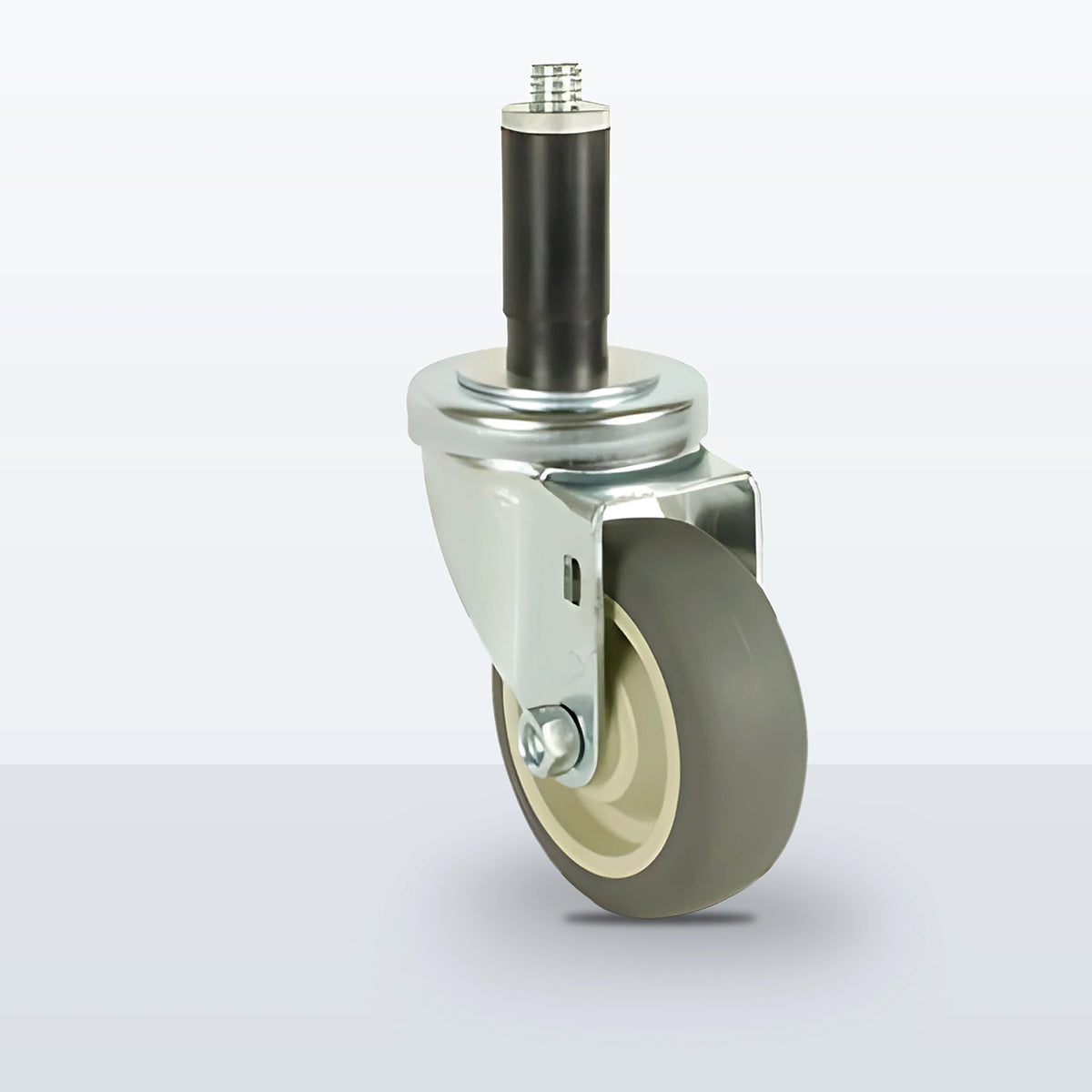 3-1/2" Thermoplastic Rubber on Polypropylene Expansion Stem Caster, 230 lb Capacity - Plain with Steel Bushing