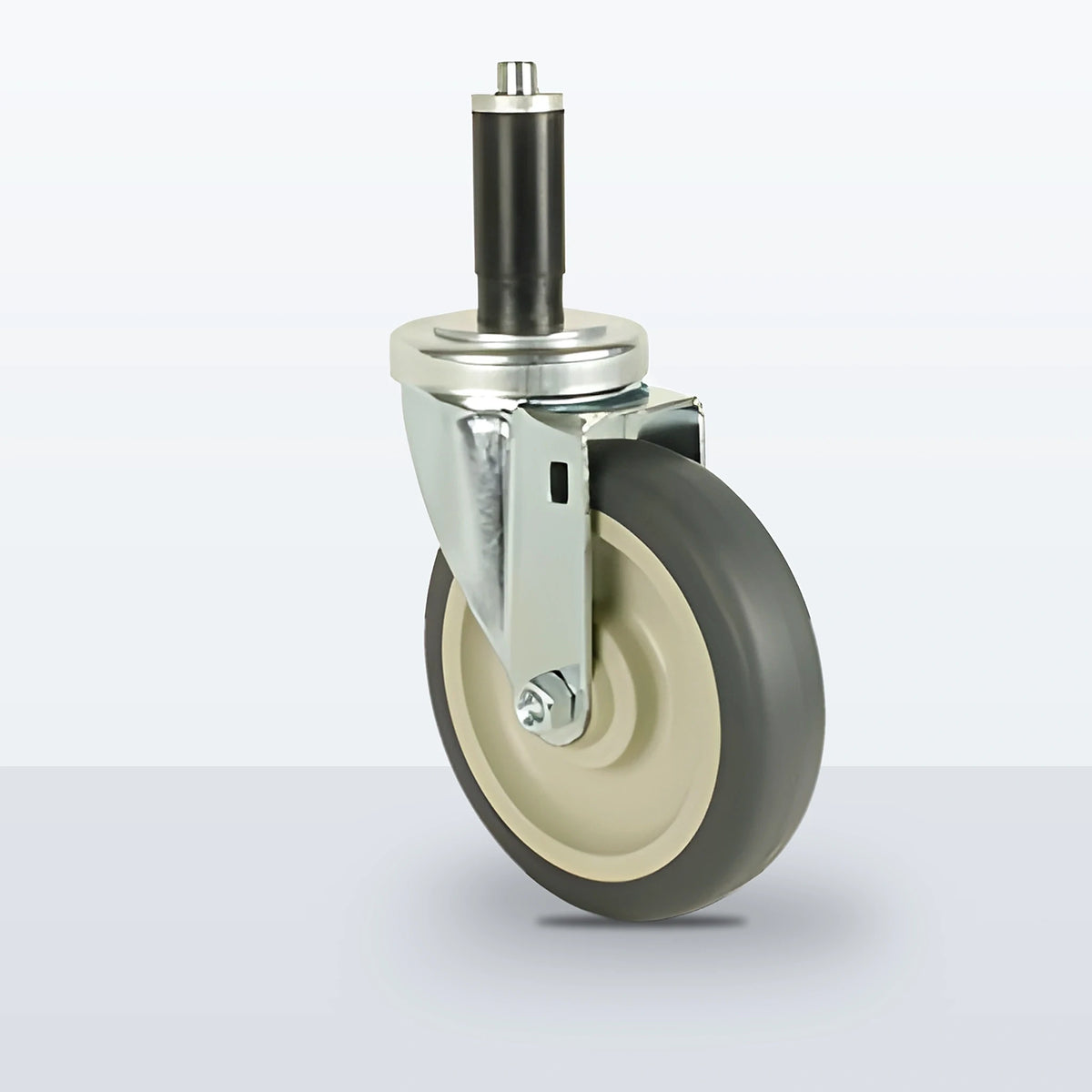 5" Thermoplastic Rubber on Polypropylene Expansion Stem Caster, 300 lb Capacity - Plain with Steel Bushing