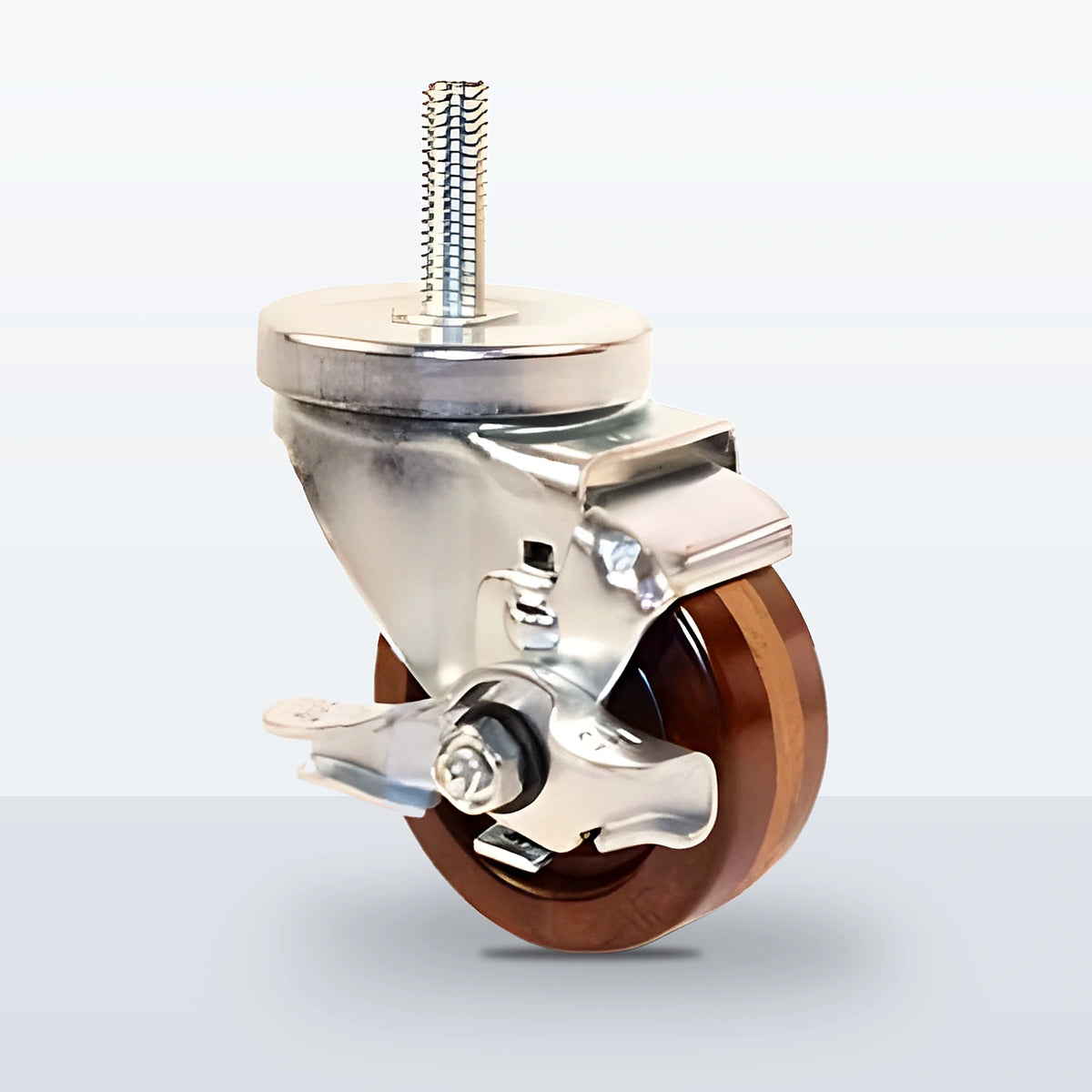 3" High Temp Phenolic Stem Caster, Threaded Stem 1/2"-13 X 1-1/2", 200 lb Capacity - Plain with Top Hat Bushings
