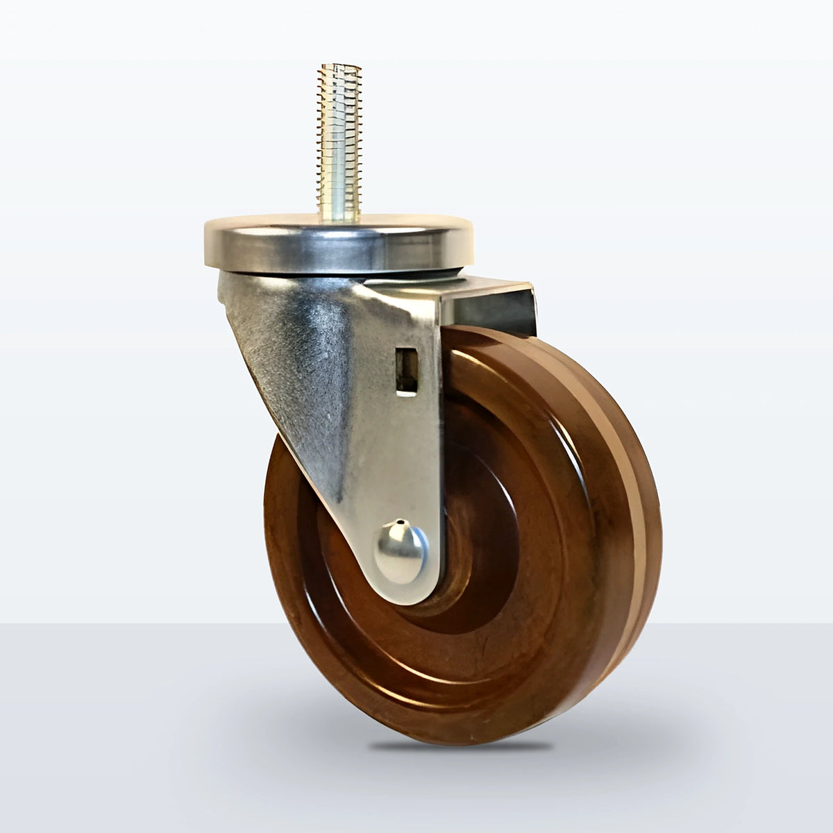 4" High Temp Phenolic Stem Caster, Threaded Stem 1/2"-13 X 1-1/2", 250 lb Capacity - Plain with Top Hat Bushings