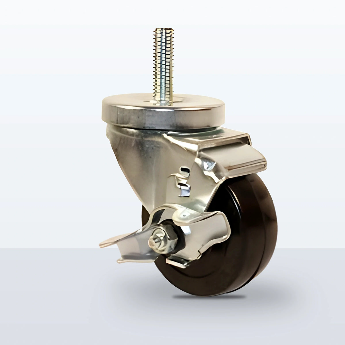 3" Hard Rubber Stem Caster, Threaded Stem 1/2"-13 X 1-1/2", 275 lb Capacity - Plain
