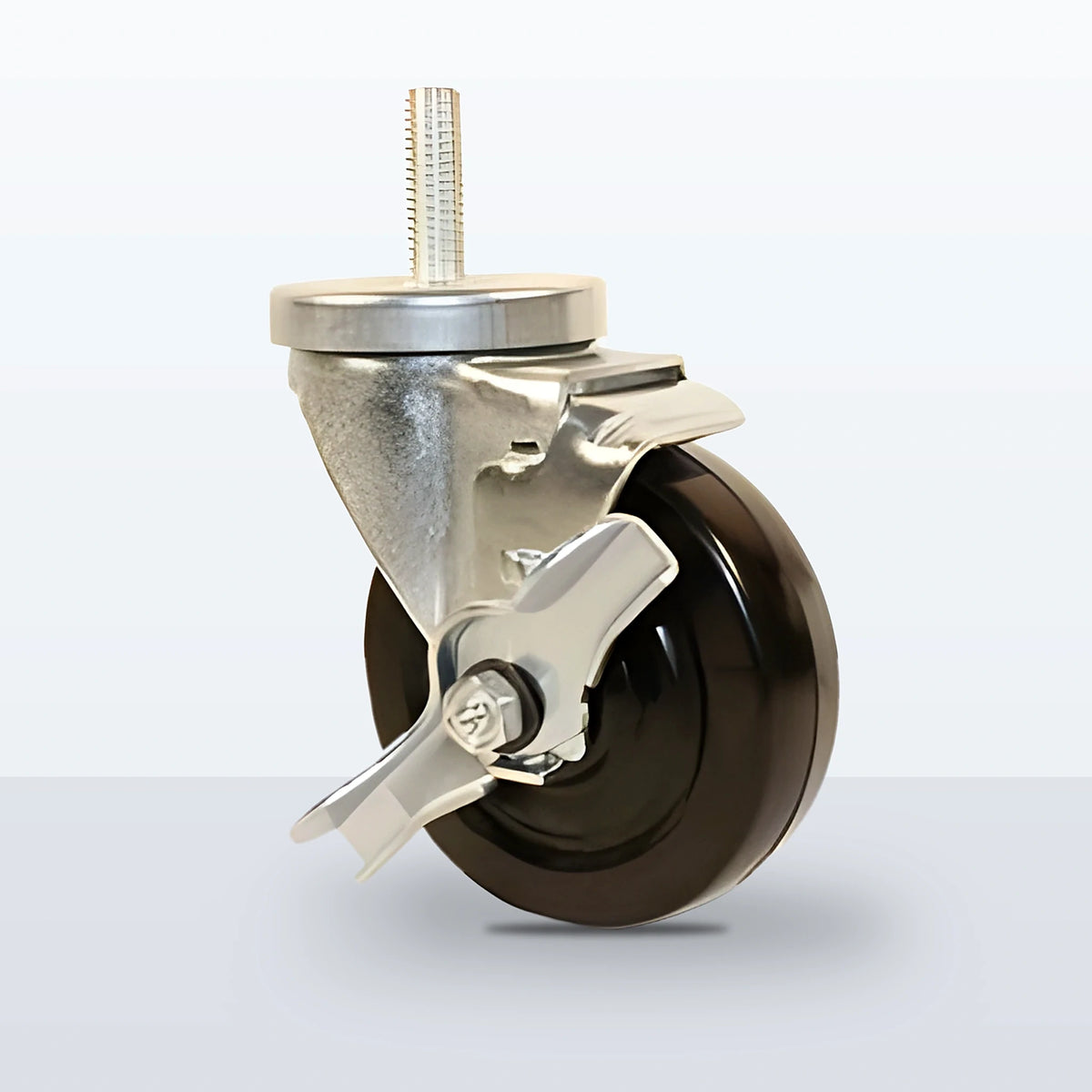 4" Hard Rubber Stem Caster, Threaded Stem 1/2"-13 X 1-1/2", 300 lb Capacity - Plain