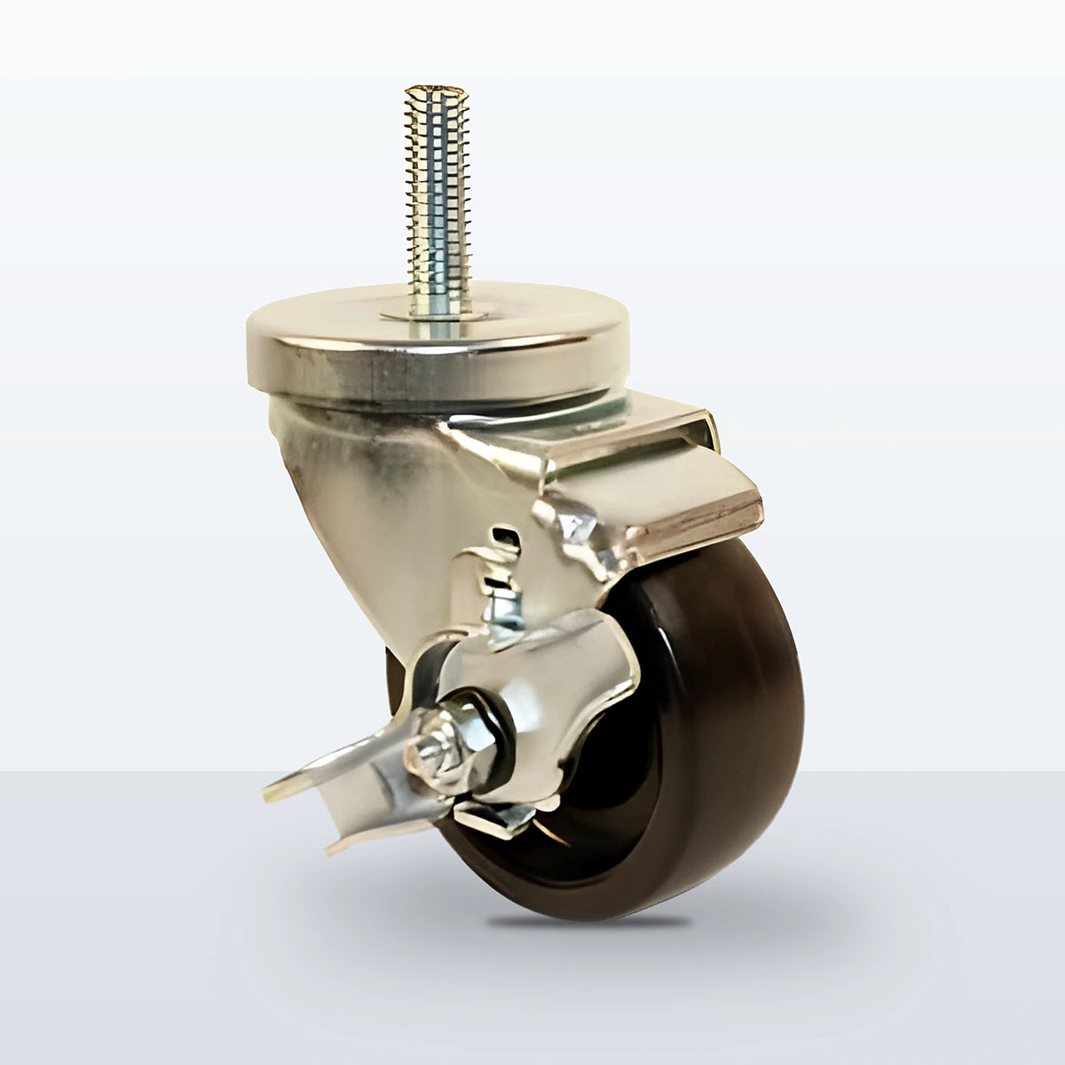 3" Polyolefin Stem Caster, Threaded Stem 1/2"-13 X 1-1/2", 250 lb Capacity - Plain