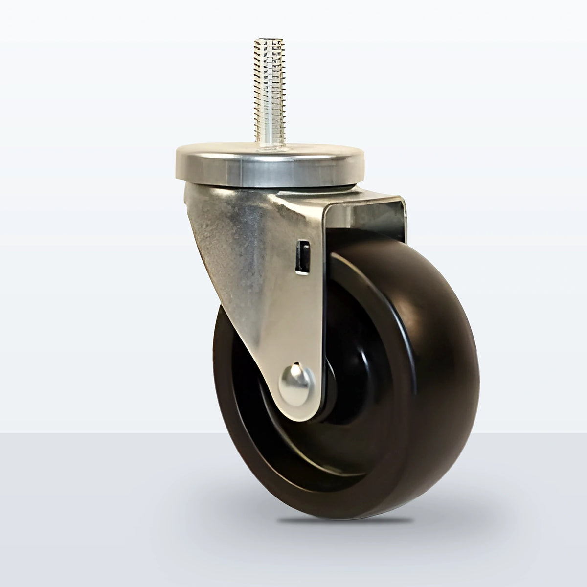 4" Polyolefin Stem Caster, Threaded Stem 1/2"-13 X 1-1/2", 300 lb Capacity - Plain