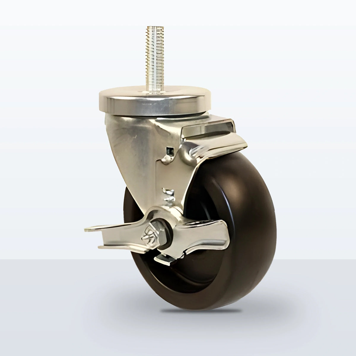 4" Polyolefin Stem Caster, Threaded Stem 1/2"-13 X 1-1/2", 300 lb Capacity - Plain