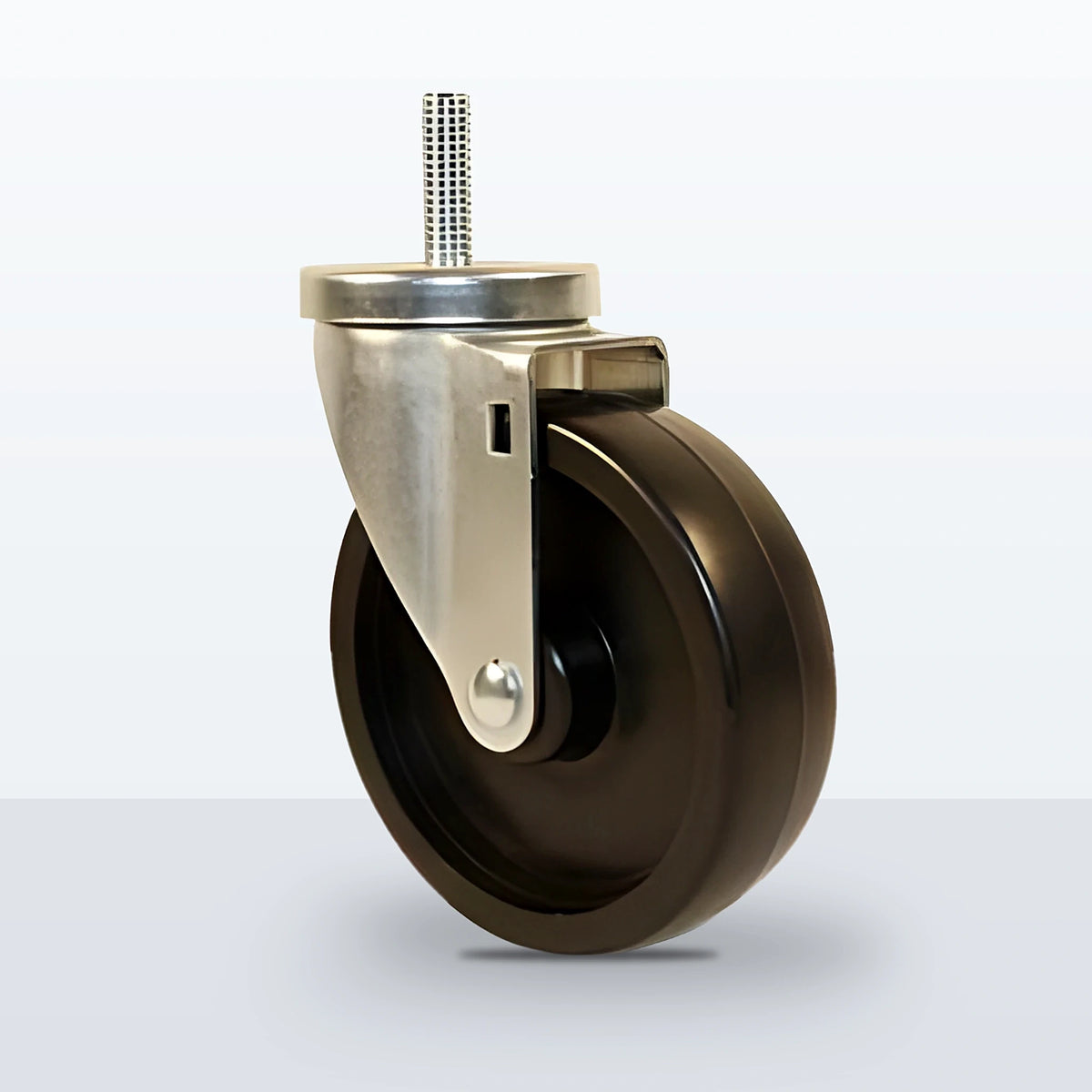 5" Polyolefin Stem Caster, Threaded Stem 1/2"-13 X 1-1/2", 350 lb Capacity - Plain