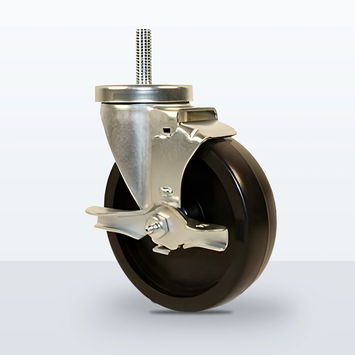 5" Polyolefin Stem Caster, Threaded Stem 1/2"-13 X 1-1/2", 350 lb Capacity - Plain