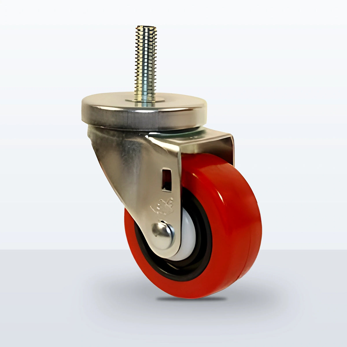 3" Polyurethane on Polypropylene Stem Caster, Threaded Stem 1/2"-13 X 1-1/2", 250 lb Capacity - Delrin with Steel Bushing