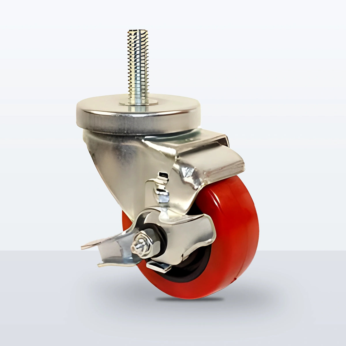 3" Polyurethane on Polypropylene Stem Caster, Threaded Stem 1/2"-13 X 1-1/2", 250 lb Capacity - Delrin with Steel Bushing