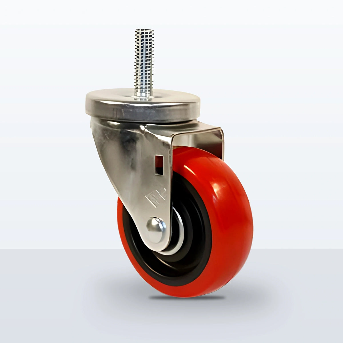 3-1/2" Polyurethane on Polypropylene Stem Caster, Threaded Stem 1/2"-13 X 1-1/2", 250 lb Capacity - Ball Bearing