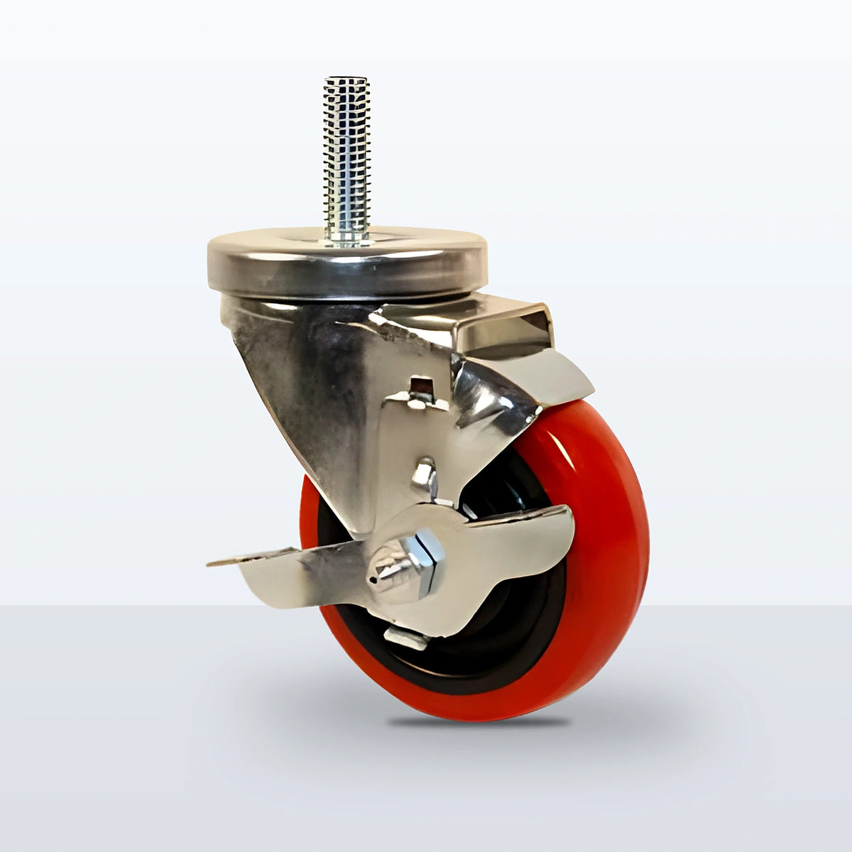 3-1/2" Polyurethane on Polypropylene Stem Caster, Threaded Stem 1/2"-13 X 1-1/2", 250 lb Capacity - Ball Bearing