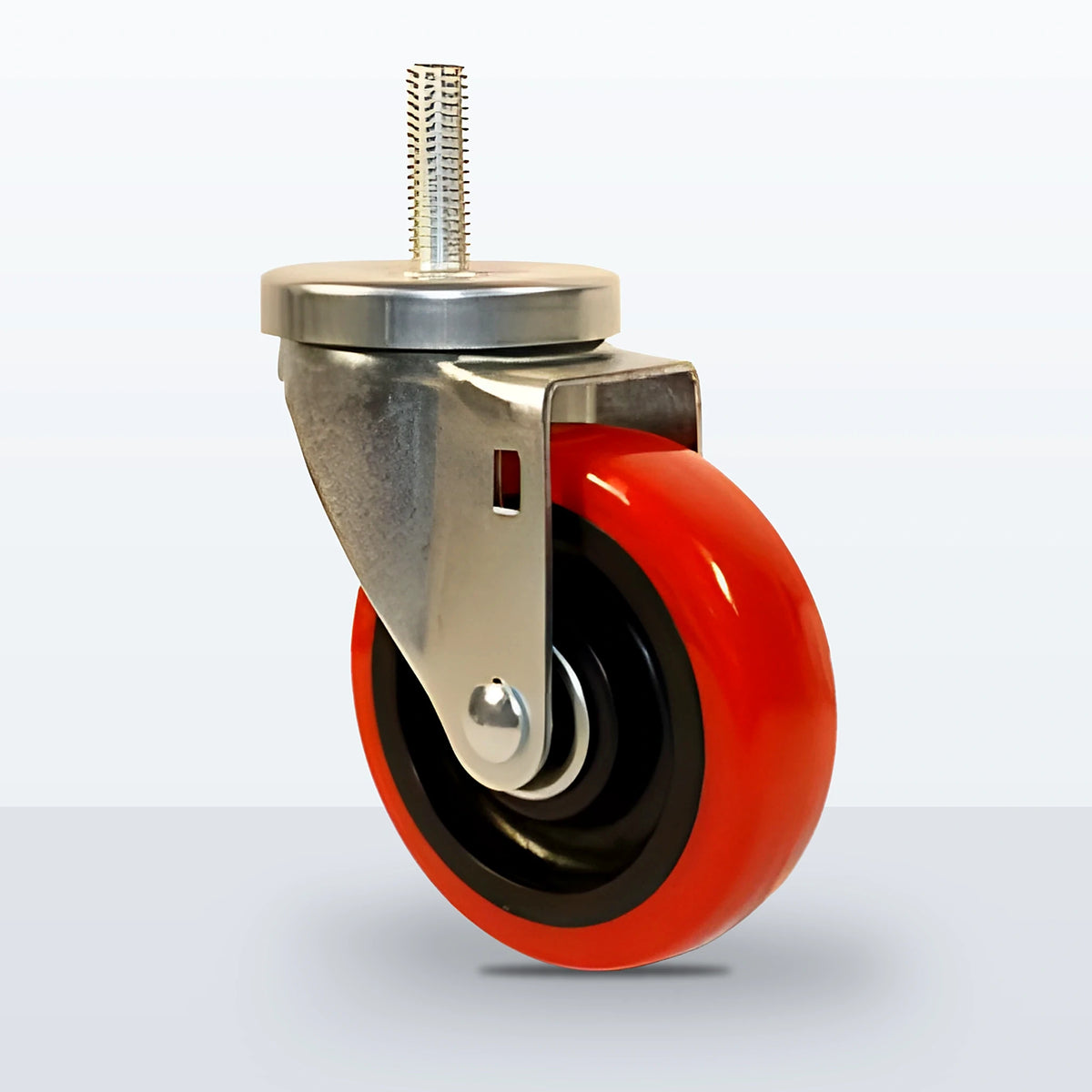 4" Polyurethane on Polypropylene Stem Caster, Threaded Stem 1/2"-13 X 1-1/2", 300 lb Capacity - Ball Bearing