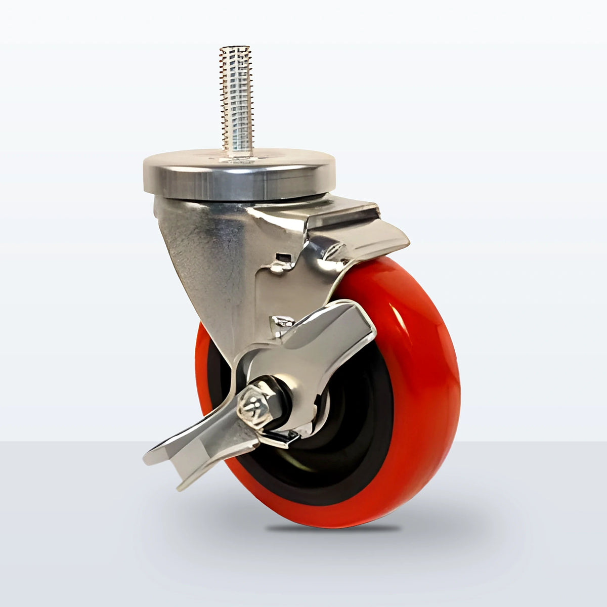 4" Polyurethane on Polypropylene Stem Caster, Threaded Stem 1/2"-13 X 1-1/2", 300 lb Capacity - Ball Bearing