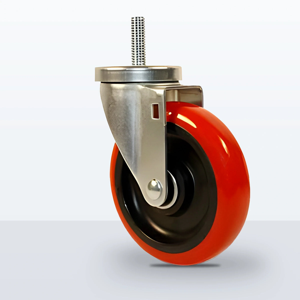 5" Polyurethane on Polypropylene Stem Caster, Threaded Stem 1/2"-13 X 1-1/2", 300 lb Capacity - Ball Bearing