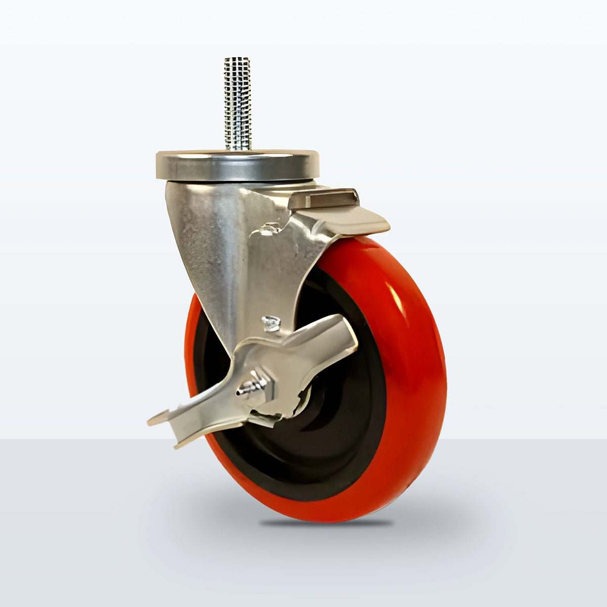 5" Polyurethane on Polypropylene Stem Caster, Threaded Stem 1/2"-13 X 1-1/2", 300 lb Capacity - Ball Bearing