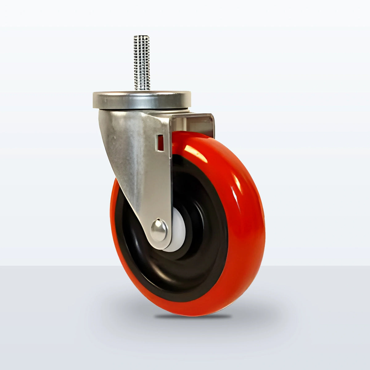 5" Polyurethane on Polypropylene Stem Caster, Threaded Stem 1/2"-13 X 1-1/2", 300 lb Capacity - Delrin with Steel Bushing