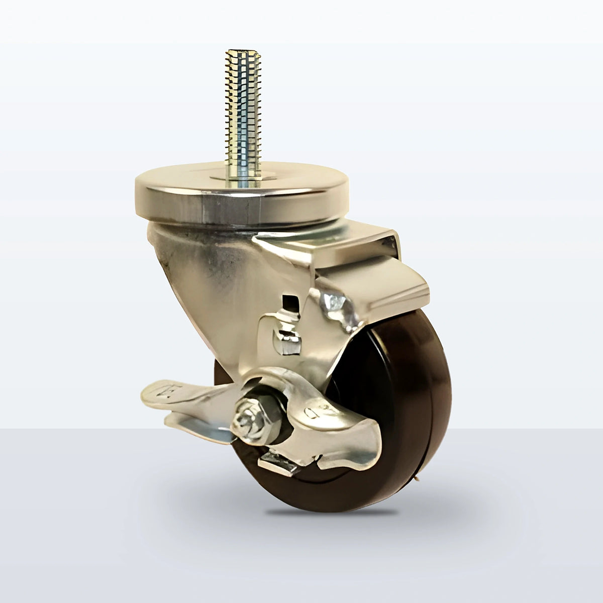 3" Soft Rubber Stem Caster, Threaded Stem 1/2"-13 X 1-1/2", 175 lb Capacity - Plain