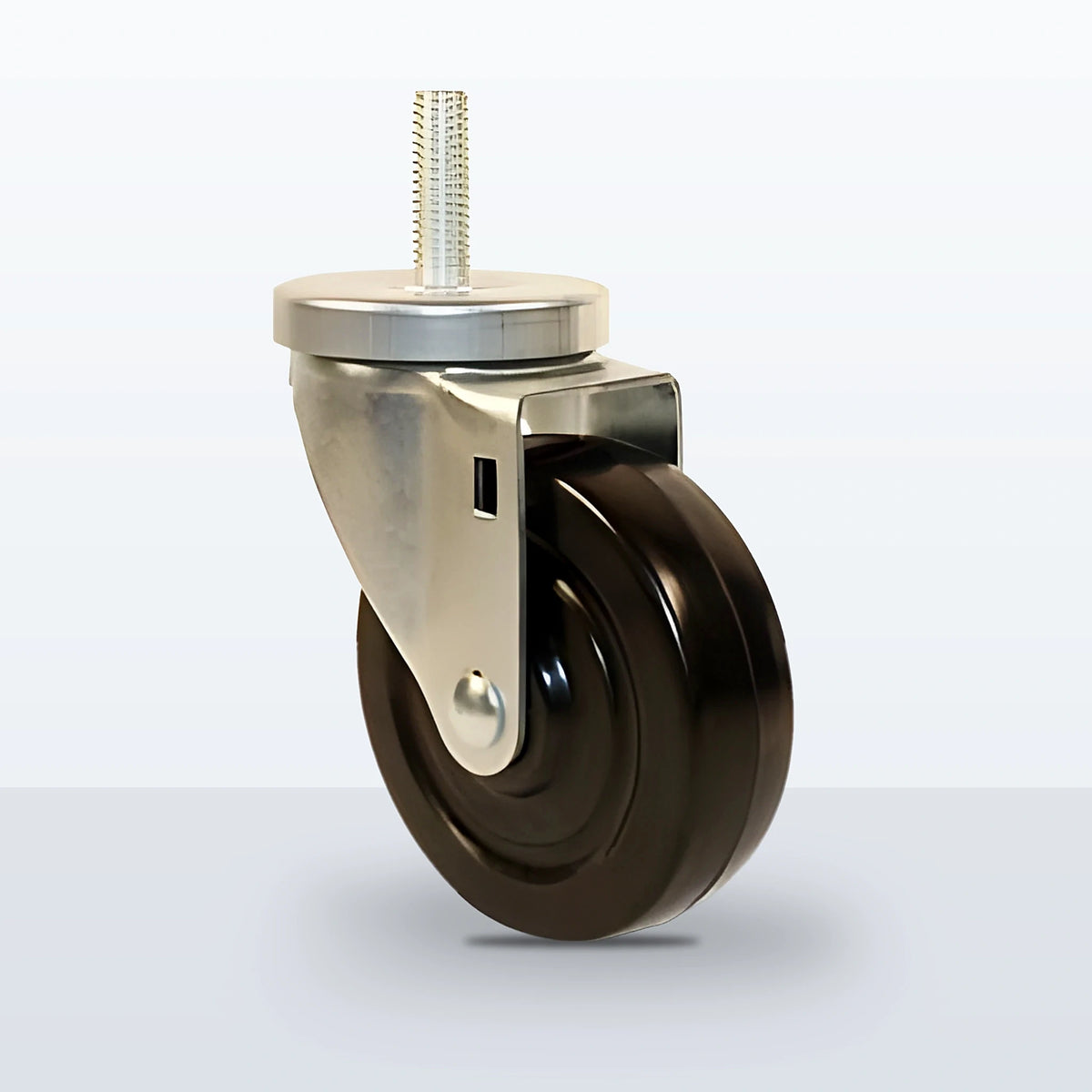4" Soft Rubber Stem Caster, Threaded Stem 1/2"-13 X 1-1/2", 220 lb Capacity - Plain