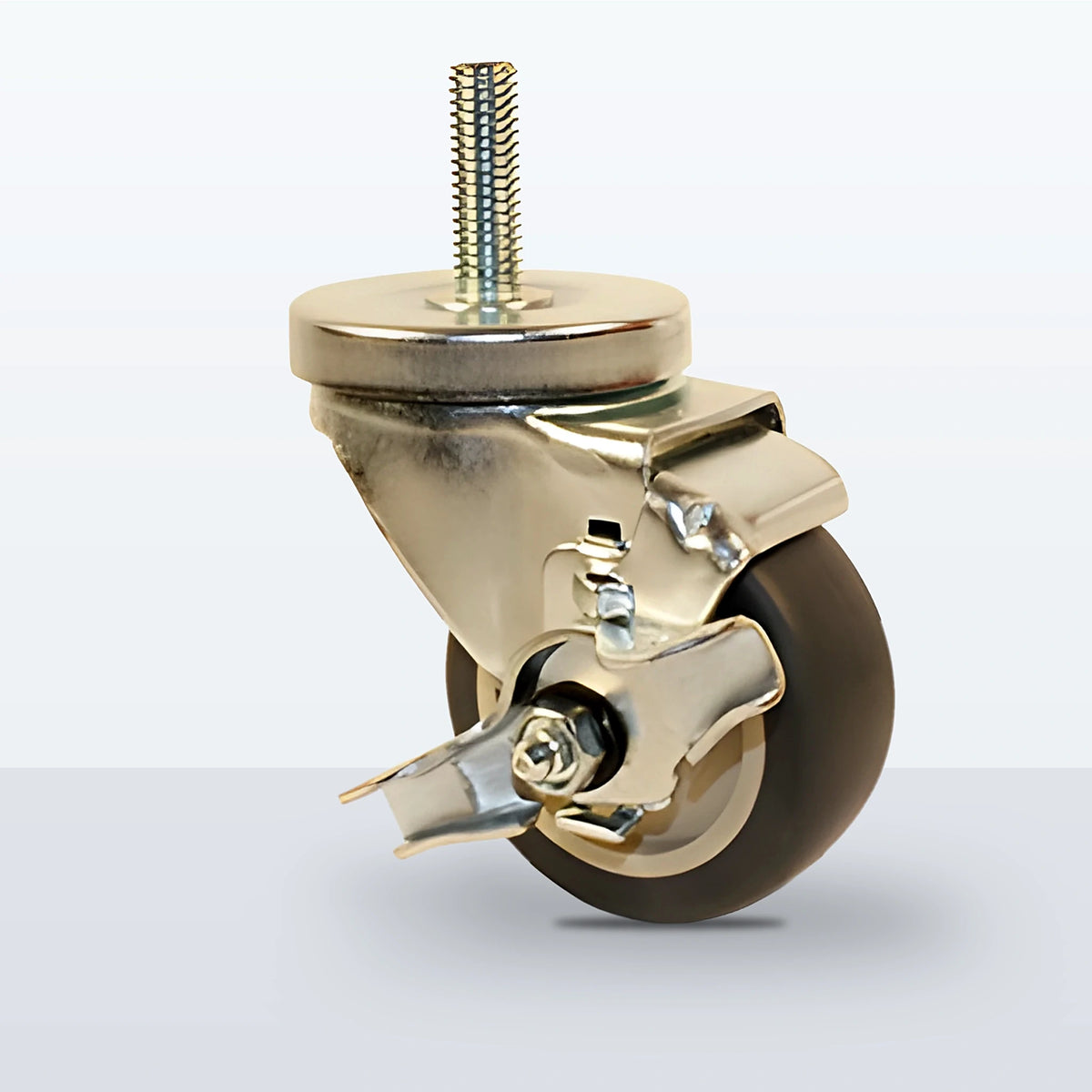 3" Thermoplastic Rubber on Polypropylene Stem Caster, Threaded Stem 1/2"-13 X 1-1/2", 210 lb Capacity - Plain with Steel Bushing