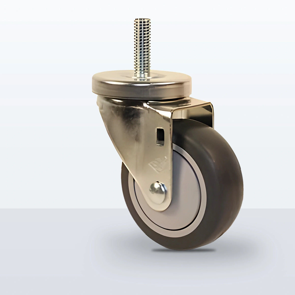 3-1/2" Thermoplastic Rubber on Polypropylene Stem Caster, Threaded Stem 1/2"-13 X 1-1/2", 230 lb Capacity - Ball Bearing with Full Thread Guard