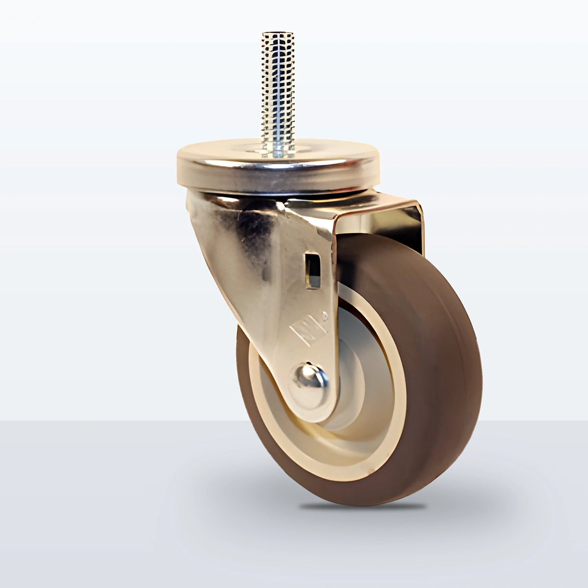 3-1/2" Thermoplastic Rubber on Polypropylene Stem Caster, Threaded Stem 1/2"-13 X 1-1/2", 230 lb Capacity - Plain with Steel Bushing