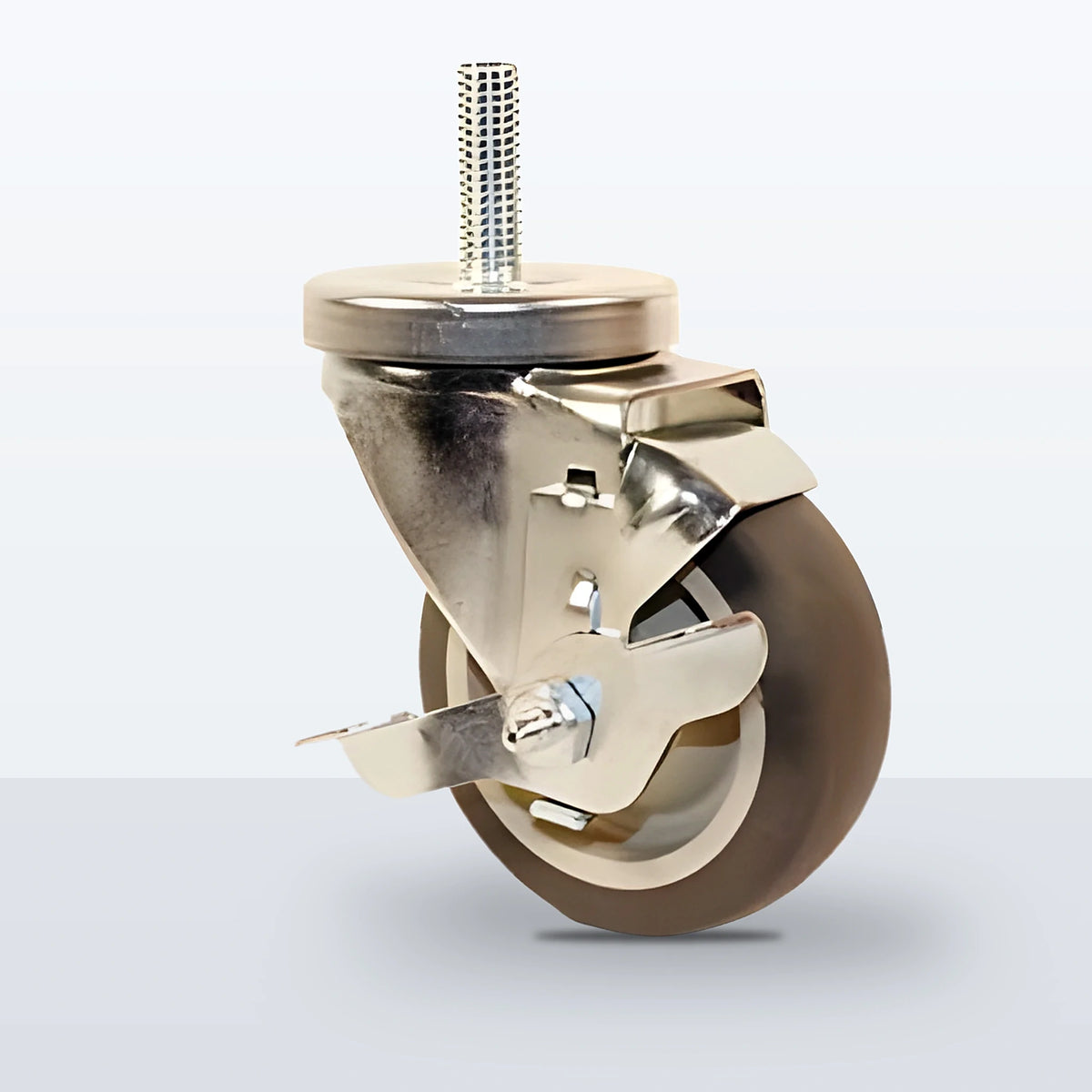 3-1/2" Thermoplastic Rubber on Polypropylene Stem Caster, Threaded Stem 1/2"-13 X 1-1/2", 230 lb Capacity - Plain with Steel Bushing