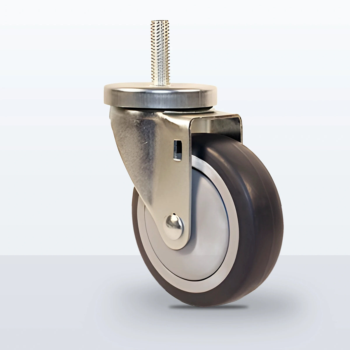 4" Thermoplastic Rubber on Polypropylene Stem Caster, Threaded Stem 1/2"-13 X 1-1/2", 250 lb Capacity - Ball Bearing with Full Thread Guard